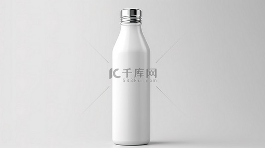 包水饮背景图片_带光滑金属盖的白色瓶子的 3D 渲染