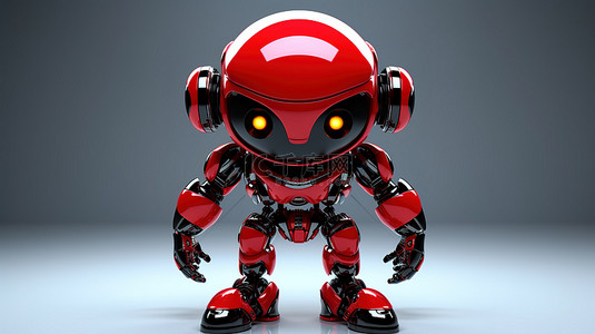 猩红色机器人是一个 3D 机器人角色