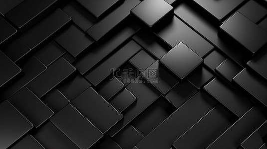 黑色抽象几何背景是网站演示和横幅的全新设计，具有分层纹理和 3D 插图