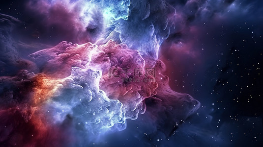 宇宙灰背景图片_太空中星云的 3D 插图非常适合科学研究和教育项目