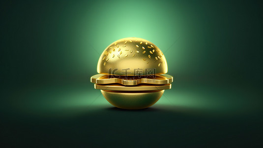 菜单设计背景图片_标志性的汉堡菜单，潮水绿色背景上的金色福图纳符号