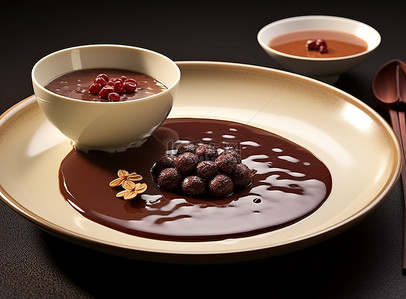 红枣背景图片_中国布丁配肉桂红枣和黄油巧克力火锅