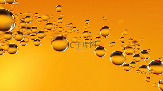 水背景图片_带有水泡的黄色背景的 3d 呈现器