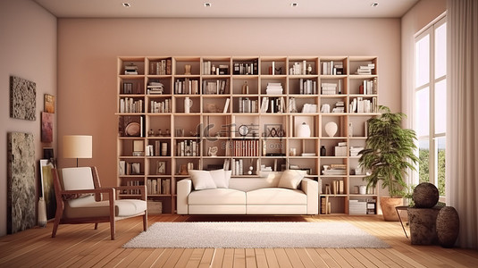 书房背景图片_客厅和书房结合的多功能空间