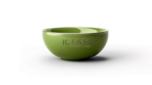 3d 渲染白色背景与绿色陶瓷碗