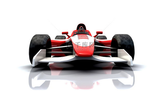 赛车方程式背景图片_白色背景上带有速度符号的简单赛车的 3D 渲染