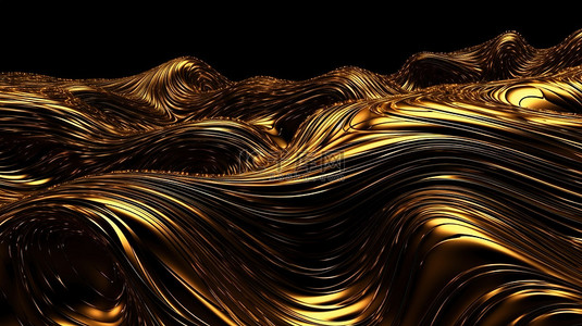 火了背景图片_垃圾抽象 3d 渲染中的金色波浪