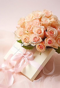 粉色丝质玫瑰搭配礼品卡