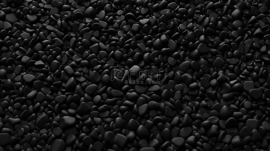 简约花纹背景背景图片_简约 3D 黑色渲染黑色砾石，深色背景