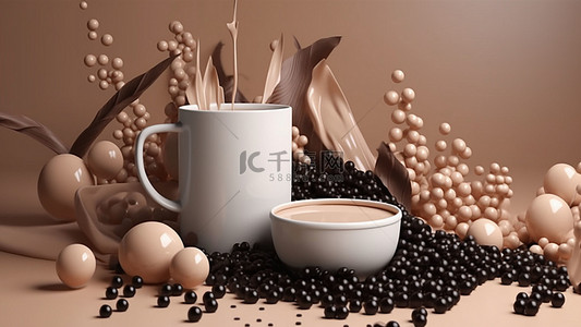 黑糖珍珠背景图片_奶茶茶饮饮品碗
