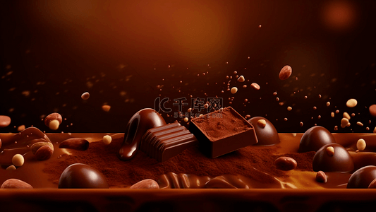 m豆巧克力豆背景图片_巧克力粉末的褐色背景
