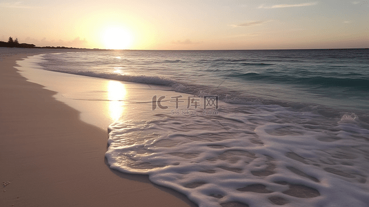 沙滩背景图片_夕阳海边日落天空夏季度假海滩风景