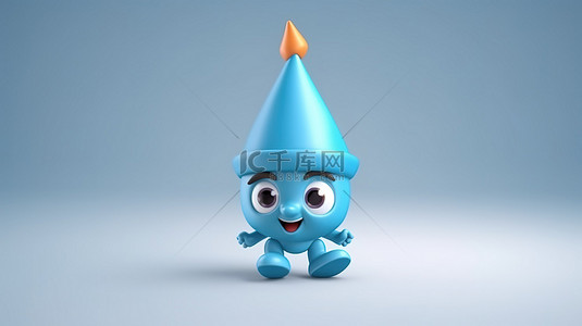 帽子卡通背景图片_可爱的派对角色戴着帽子庆祝第一个生日，令人惊叹的 3D 渲染