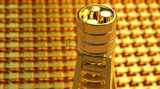金杯背景图片_梯子顶上的孤独金杯奖杯标志着成功 3d 渲染