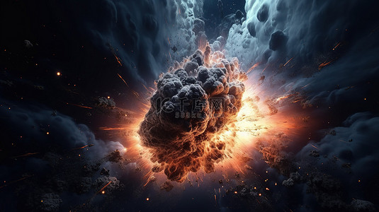 宇宙爆炸，宇宙的混乱诞生，令人惊叹的 3D 插图