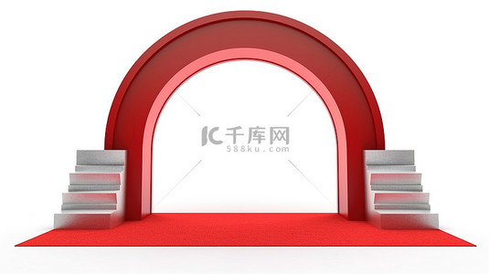 充气拱门的 3d 渲染，用于提升白色背景下隔离的活动或体育活动的入口