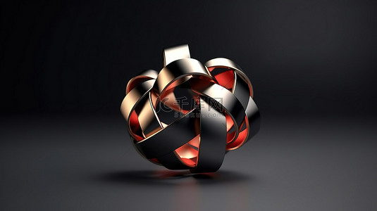 几何球球背景图片_3D 渲染的圣诞装饰与几何丝带球