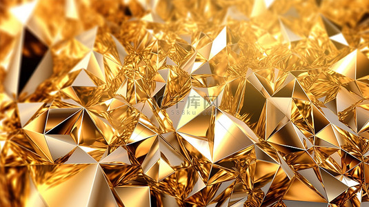 金子背景图片_金三角和水晶背景的迷人 3D 插图