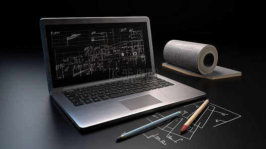 写字背景古背景图片_3D 工具三合一黑板笔记本电脑和计算器