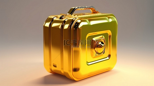 光滑的金色塑料罐非常适合机油等3D 渲染