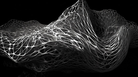格子黑色背景背景图片_黑色背景与抽象白色网格设计令人惊叹的 3D 渲染