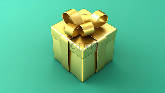 潮水绿色礼物图标与福尔图纳金符号高品质 3D 渲染社交媒体图形