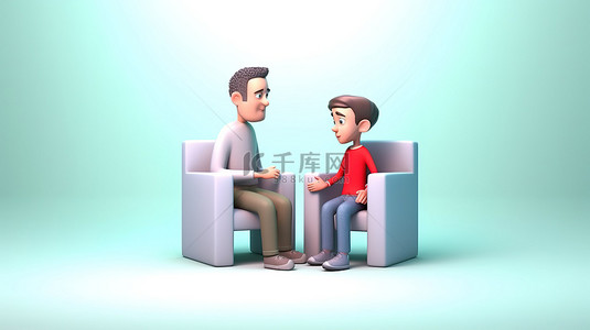 父亲节快乐背景图片_令人惊叹的 3D 插图中的父子相遇