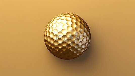 高尔夫背景图片_标志性高尔夫球 3D 渲染的哑光金色社交媒体符号