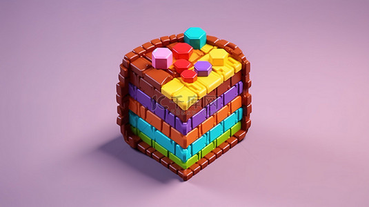 像素艺术风格的 3D 渲染蛋糕片
