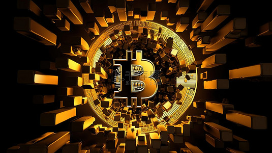 金钱符号背景图片_比特币交易符号的 3D 渲染