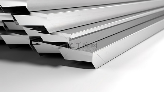 金属柱背景图片_3D 渲染金属钢制品镀锌和不锈钢型材在白色背景