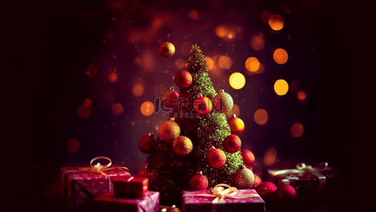 礼品插画背景图片_圣诞节唯美冬季红色礼品夜晚