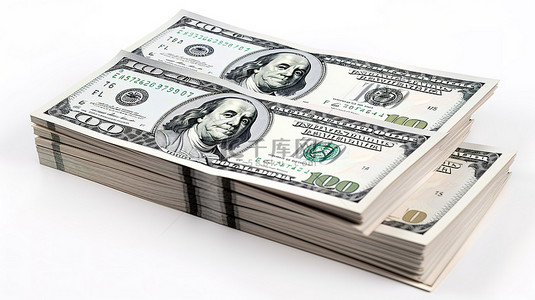 巴西背景图片_美国的面额 3d 在白色背景上呈现 10 20 和 50 钞票