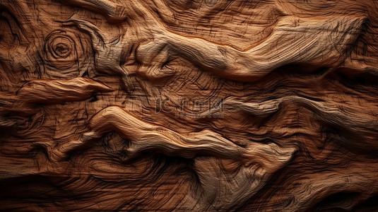 3D 渲染中的棕色木树皮背景
