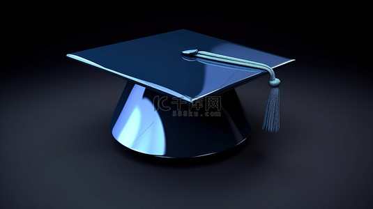 3d 蓝色图标中的毕业帽