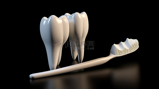 健康背景图片_牙刷和 3d 牙齿和谐相处