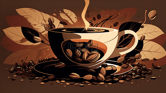 咖啡杯扁平风格化插画