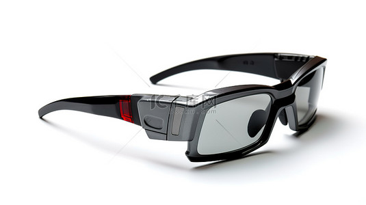 科技背景眼背景图片_干净的白色背景上的现代 3D 电影院眼镜