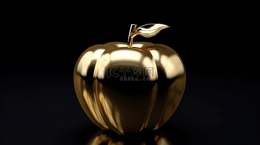 华丽的概念金苹果在令人惊叹的 3d 黑暗背景下