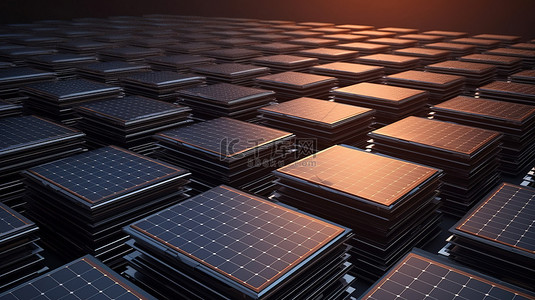 技术创新背景图片_在 3d 生成的插图中堆叠太阳能电池板