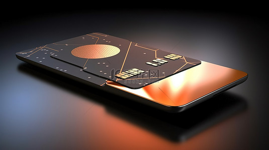 通过信用卡进行非接触式 NFC 支付交易的 3D 插图