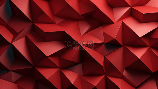 几何红色背景的 3D 渲染浮雕