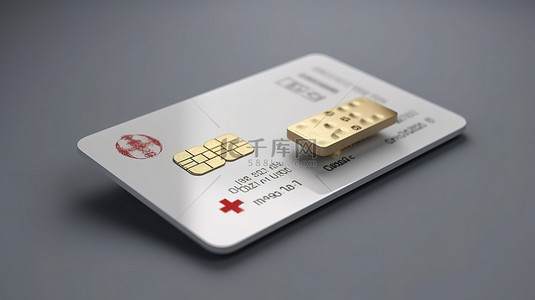 医疗信用卡医疗保健 3D 渲染的虚拟支付解决方案