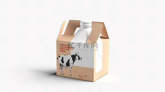 白色背景上牛奶盒的孤立 3D 插图