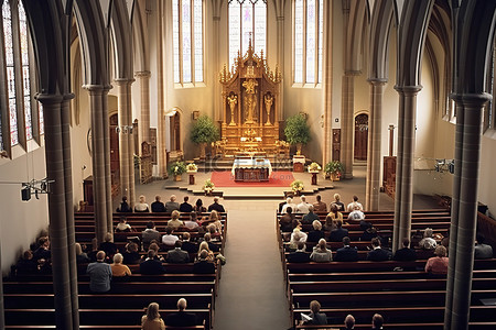 教堂婚礼背景图片_圣保罗举行弥撒和婚礼期间的教堂