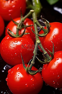藤蔓背景图片_藤蔓上的红番茄，有水滴