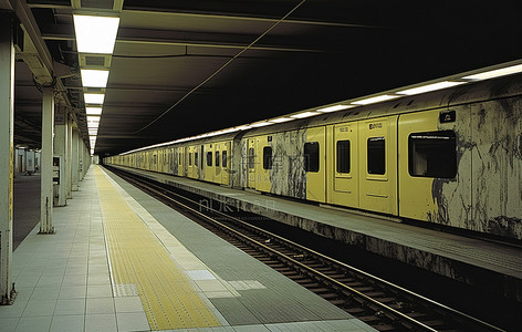 地铁背景图片_站台上有一列火车