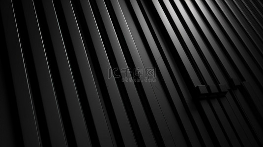 垂直条纹黑色金属背景的 3d 渲染