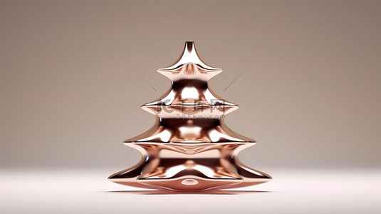 金雪背景图片_抽象 3D 渲染中的玫瑰金豪华圣诞树