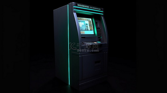 体积光在黑暗背景下对 ATM 取款机产生引人注目的效果